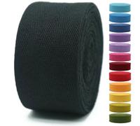 Cotton Twill Tape 2" & 1.5" & 1" - 10 Yards - 50+ Colors -%100 Natural Cotton 1 Inch 1.5 Inch 2 Inch Herringbone Bias Binding Cotton Tape Trim for Sewing Wrapping Craft DIY Black 10515