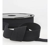 Cotton Twill Tape from Plush Addict Soft Herringbone Twill Weave Ribbon - Light Webbing for Brinding Bag Making Sewing and Dressmaking - Black - 25mm x 5 Metres