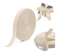 Cotton Twill Tape Ribbon 2cm 22m, Beige Herringbone Ribbon Twill Webbing Tape, Cotton Tape, Bunting Tape, Tape Twill Tape for Sewing Dressmaking Alterations Craft