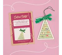 COTTON TWIST Craft Kit Make Your Own Stitched Christmas Tree Decoration Set - Wood and Thread - Eco-Friendly Festive Hanging Ornament - Handmade Embroidery Art Activity