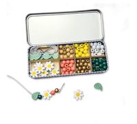 COTTON TWIST Kids Daisy Bracelet Making Craft Kit - Children Creative Beading Jewellery Designing DIY Play Set with Tin - Suitable for 3-8 Years
