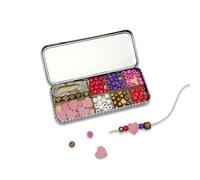 COTTON TWIST Kids Love & Hearts Bracelet Making Craft Kit - Children Creative Beading Jewellery Designing Play Set with Tin - Suitable for 3-8 Years