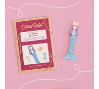 COTTON TWIST Kids Make Your Own Mermaid Peg Doll Craft Kit - Children Creative Play Set DIY Activity Box for Boys and Girls - Single Unit