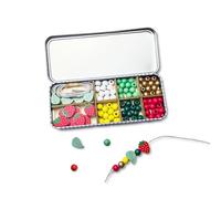 COTTON TWIST Kids Strawberry Bracelet Making Craft Kit - Children Creative Beading Jewellery Designing DIY Play Set with Tin - Suitable for 3-8 Years