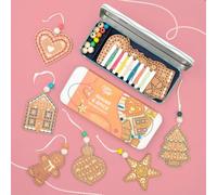 COTTON TWIST Kids Sugar & Spice Christmas Decoration Art Craft Kit Tin | 6 pre-punched wooden shapes, beads, rainbow threads & needle in a tin. Plastic-free & CE certified. DIY ornaments for tree.