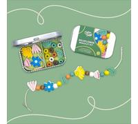 COTTON TWIST Kids Wildflower Bracelet Making Gift Kit - Children Creative Beading Jewellery Designing Craft Play Set with Rectangular Tin