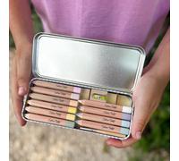 COTTON TWIST Pastel Watercolour Pencils Set - 9 Shades Including Soft Pink, Lilac, Peach, Light Blue & White for Artistic Projects and Everyday Colouring - Includes Sharpener & Paintbrush