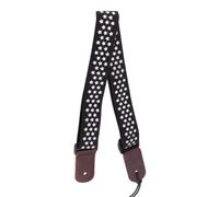 Cotton Ukulele Strap Carry with Leather Head Black Adjustable