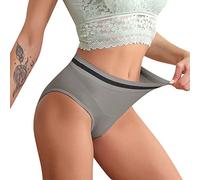 Cotton Underwear Women, High Waisted Knickers Tummy Control Striped Ladies Full Briefs Stretchy Soft Panties Breathable Underpants Comfy Hipster for Daily Wear