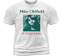 Cotton Unisex T Shirt Mike Oldfield in Dulci Jubilo Album Tee On Horseback White L