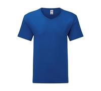 Cotton v-neck T-shirt Fruit of the Loom Iconic 150 Bleu M