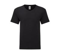 Cotton v-neck T-shirt Fruit of the Loom Iconic 150 Noir 3XL