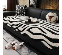 Cotton Velvet Sofa Cover, 1 2 3 Seater Non-Slip Sofa Slipcover, Funny Fuzzy Leopard Print Couch Cover For Corner L Shape, Warm Plush Sofas Cushion Covers, Washable Furniture Protect white 110 * 260cm