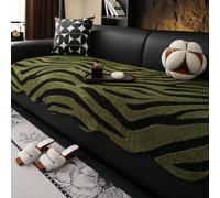 Cotton Velvet Sofa Cover, 1 2 3 Seater Non-Slip Sofa Slipcover, Funny Fuzzy Leopard Print Couch Cover For Corner L Shape, Warm Plush Sofas Cushion Covers, Washable Furniture Protect green 110 * 260cm