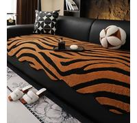 Cotton Velvet Sofa Cover, 1 2 3 Seater Non-Slip Sofa Slipcover, Funny Fuzzy Leopard Print Couch Cover For Corner L Shape, Warm Plush Sofas Cushion Covers, Washable Furniture Protec coffee 110 * 260cm