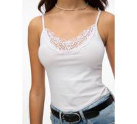 Cotton Vest Top with Lace Trim White