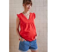 Cotton Voile Sleeveless Blouse for Maternity pomegranate