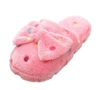 Cotton Warm Shoe Indoor Womens Ladies Non-Slip Cute Winter Slippers Bow Women's Slipper Slippers for Women Fuzzy Boots (Pink, 4-4.5)