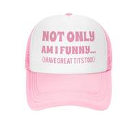 Cotton Washed Fashion Not Only Am I Funny Only Am I Funny I Have Nice Titties Adult Humor Rucker Hat Girls Trips | Trendy Pink Summer Caps