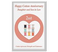 Cotton Wedding Anniversary cards - 2nd Year Second Two 2 Happy Milestone (Daughter and Son in Law card - Modern reels)