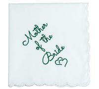 Cotton Wedding Handkerchief with Scalloped Edges, Mother of Bride & Groom Gifts, Envelope Gift Box & Card, Emerald Green, L