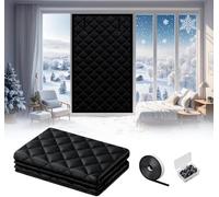 Cotton Windows Insulation Blanket Kit, Thermal Insulated Window Cover for Winters, Black Out Window Covers in Bedroom Attic RV Warm 50/60/90/110/130/150/180/200cm(Black,22x28in/55x70cm)