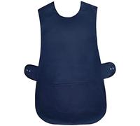 Cotton Works, Professional Tabard Apron Kitchen Catering Work Uniform with Centre Pocket Side Adjustable Button Fastening Poly Cotton Twill Fabric Machine Washable for Chef Home Navy OS