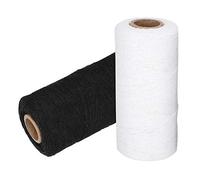 Cotton Yarn Roll 2pcs, 8/4 Warp Thread Weaving Thread Loom Warp Threads for Knitting Tatting Carpet Tapestry Crafts Black White