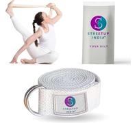 Cotton Yoga Belt with Rectangle Buckle Closure, Enhance Yoga Practice (White)