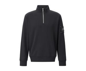 Cotton Zip-Pullover with Metal Logo Patch - male - Moose Knuckles - Zip-throughs - Black - M - Sweatshirts & Hoodies M