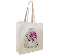 Cottonbagjoe Jute Canvas Bag Made of Denim Like Fabric (Very Robust and Resistant) Blank with Side and Bottom Gusset and Two Long Handles 38 x 42 x 10 cm, Gorilla in A Pink Mask, 38x10x42 cm