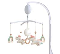 COTTONBEBE Mobile Baby, Baby Music Box with 35 Musics, Adjustable Volume, Easy to Install, Stops Automatically After 30 Minutes, Perfect Gift for Boys and Girls (Rainbow) (White Unicorn)