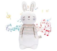 COTTONBEBE Musical Bunny Stuffed Animal,Organic Cute Rabbit Lullaby Stuff Animals Toys for Baby Boys & Girls Sensory Development,15 Inch,White…