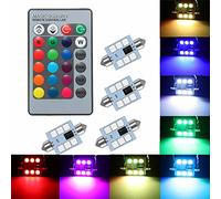 Cottonbell 578 LED Bulb 41mm 42mm 212-2 211-2 578 Festoon LED Bulbs 16 Colors RGB with Remote Control Replacement for Map Dome License Plate Courtesy Lights Lamps (Pack of 4)
