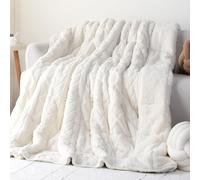 Cottonblue Jacquard Weighted Blanket 15lbs for Adults Queen Size, Ultra Soft Cozy Comfort Sherpa Blanket for Relax and Sleep, Heavy Bed Blankets with Cemaric Beads, 60x80 Inches, Cream White