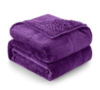 Cottonblue Weighted Blanket 15 lbs Queen Size, Flannel Shaggy Sherpa Weighted Blanket for Adults Comfortable Weighted Blankets for Calming and Relax, Bed Sofa Heavy Blankets, 60x80 inches, Purple