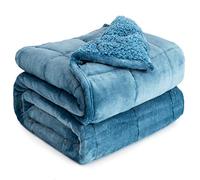 Cottonblue - Weighted Blanket 15lbs Queen Size, Flannel Sherpa Weighted Blanket for Adults, Soft and Furry for Sofa Bed, 60 x 80 inches, Slate Blue