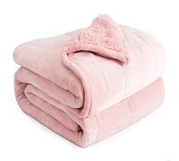 Cottonblue - Weighted Blanket Queen Size 15 lbs, Sherpa Blanket for Adults Soft Flannel Blanket for Sofa Bed, 60 x 80 inches, Blush Pink