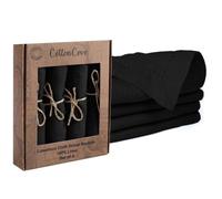 CottonCove 100% Linen Hemstitch Dinner Napkins - Soft Durable Washable - Ideal for Farmhouse Parties Wedding Holidays Christmas - Perfect Everyday Use Set of 4 Table Cloth Napkins 46x46 cm Black