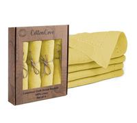 CottonCove 100% Linen Hemstitch Dinner Napkins - Soft Durable Washable - Ideal for Farmhouse Parties Wedding Holidays Christmas - Perfect Everyday Use Set of 4 Table Cloth Napkins 46x46 cm Yellow