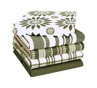 CottonCove Assorted Kitchen Towels Large 40x66 cm 100% Cotton Set of 5 - Soft Absorbent Washable Tea Towels for Kitchen - Dish Cloths with Hanging Loop - Quick Drying Dish Towel Green