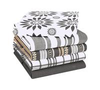 CottonCove Assorted Kitchen Towels Large 40x66 cm 100% Cotton Set of 5 - Soft Absorbent Washable Tea Towels for Kitchen - Dish Cloths with Hanging Loop - Quick Drying Dish Towel Grey