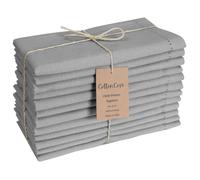 CottonCove Hemstitch Cloth Dinner Napkins Cotton 12 Pack - Soft Durable Washable - Ideal for Farmhouse Parties Wedding Christmas Easter - Perfect Everyday Use Table Cloth Napkins 46x46 cm Silver Grey