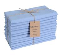 CottonCove Hemstitch Cloth Dinner Napkins Cotton 12 Pack - Soft Durable Washable - Ideal for Farmhouse Parties Wedding Christmas Easter - Perfect Everyday Use Table Cloth Napkins 46x46 cm Light Blue