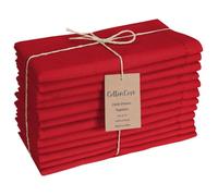 CottonCove Hemstitch Cloth Dinner Napkins Cotton Set of 12 - Soft Durable Washable - Ideal for Farmhouse Parties Wedding Christmas Easter - Perfect Everyday Use Table Cloth Napkins 46x46 cm Red