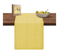 CottonCove Pure Linen Table Runner 33x182 cm - Soft Durable Washable - Farmhouse Style Table Runners for Everyday Use Weddings Holidays Christmas - 13x72 inch Rustic Vintage Dining Table Runner Yellow