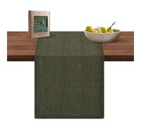 CottonCove Pure Linen Table Runner 33x182 cm - Soft Durable Washable - Farmhouse Style Table Runners for Everyday Use Weddings Holidays Christmas - 13x72 inch Rustic Vintage Dining Table Runner Green