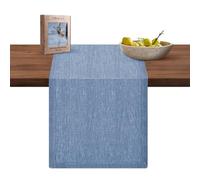 CottonCove Pure Linen Table Runner 33x182 cm - Soft Durable Washable - Farmhouse Table Runners for Everyday Use Weddings Holidays Christmas - 13x72 inch Rustic Vintage Dining Table Runner Light Blue