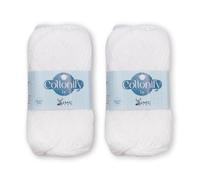 Cottonify 4 Ply Pack of 2 100% Combed Cotton Mercerized Crochet and Knitting Yarn| 4 Ply Medium Weight | Gassed & Mercerized Ne 6/4 Soft Yarn - 186 Yd 100 Grams per Ball | (2, White)
