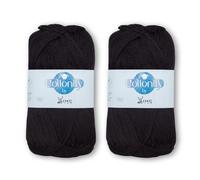 Cottonify 4 Ply Pack of 2 100% Combed Cotton Mercerized Crochet and Knitting Yarn| 4 Ply Medium Weight | Gassed & Mercerized Ne 6/4 Soft Yarn - 186 Yd 100 Grams per Ball | (2, Black)